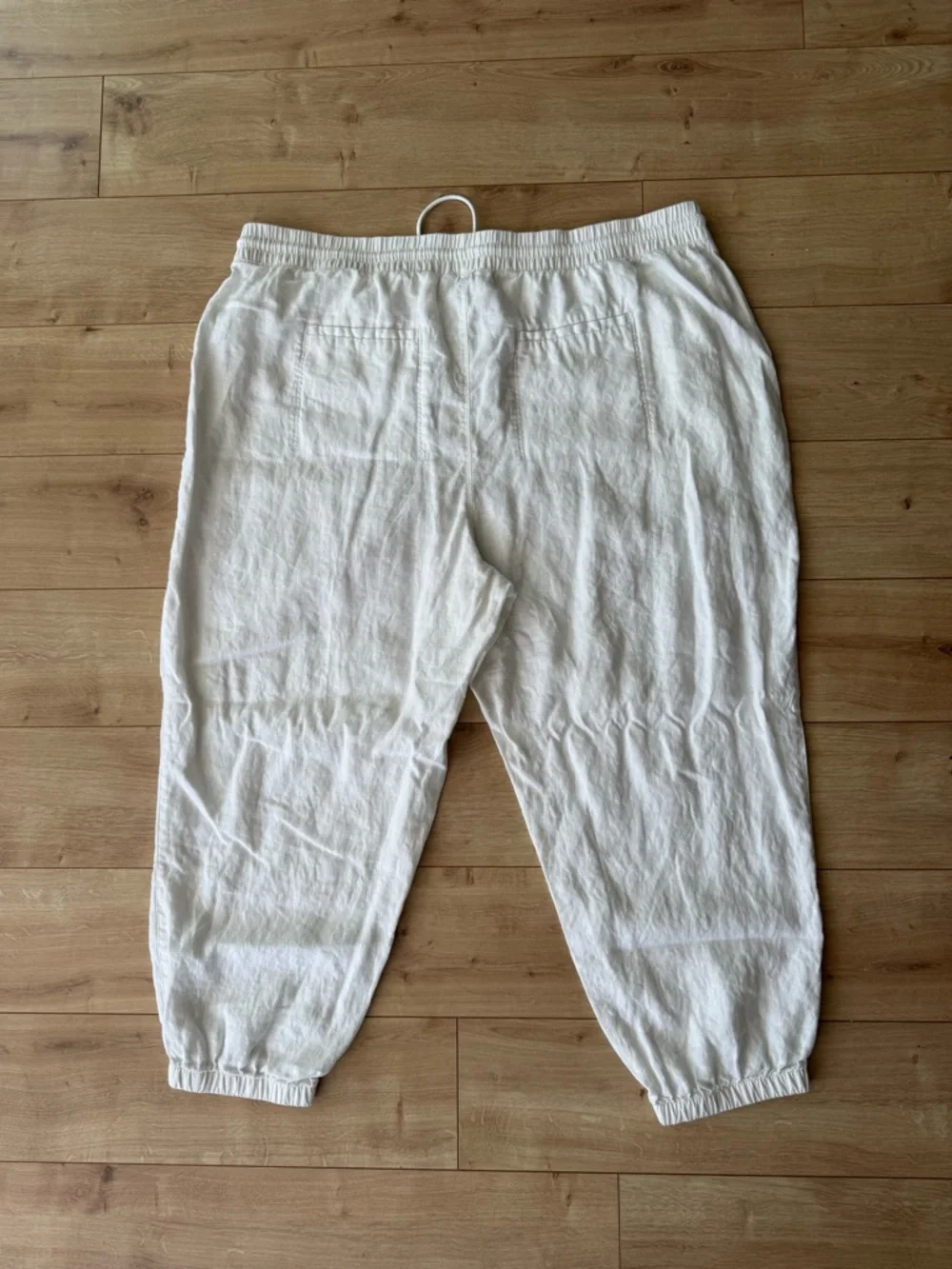 Athleta White Linen Jogger Pants Relaxed Coastal Minimal Elastic Waist 24 - Picture 2 of 6